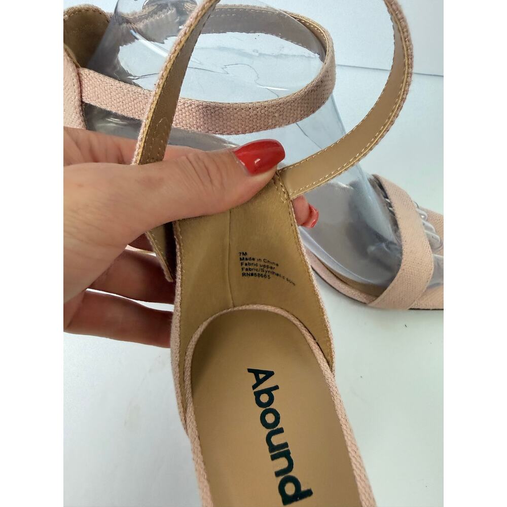 Abound NWOT Finn Square Toe Light Pink Canvas Strappy 2" Block Heel Summer Sanda - Picture 6 of 8
